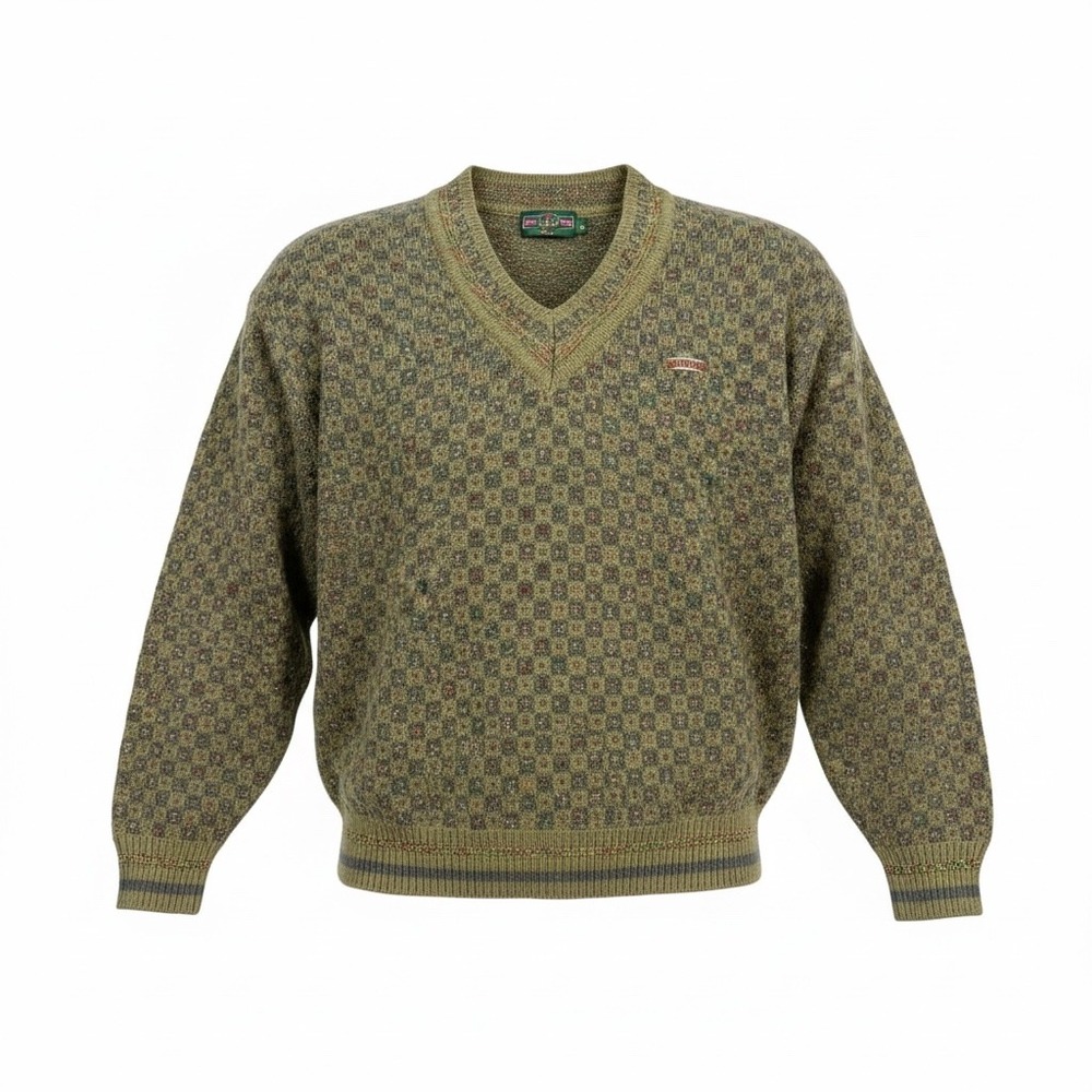 Vintage 1992 Scofield 100% Wool Sweater Mens Large Korean Knit‎ v neck Heritage